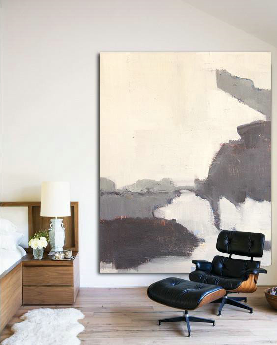 Extra Large Wall Art,Vertical Palette Knife Contemporary Art,Giant Canvas Wall Art,Light Yellow,Grey,Black,White.etc